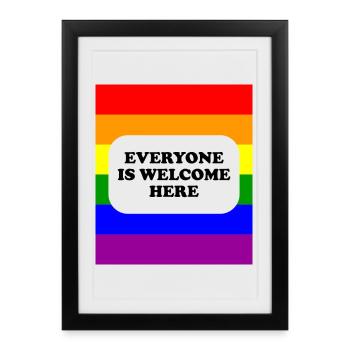 Drapeau arc-en-ciel pour les espaces sécurisés LGBT - Affiche encadrée (27 × 37 cm) - noir - Devant