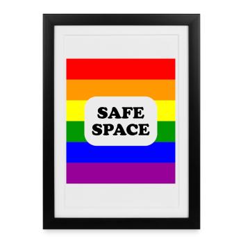 Drapeau arc-en-ciel pour les espaces sécurisés LGBT - Affiche encadrée (27 × 37 cm) - noir - Devant