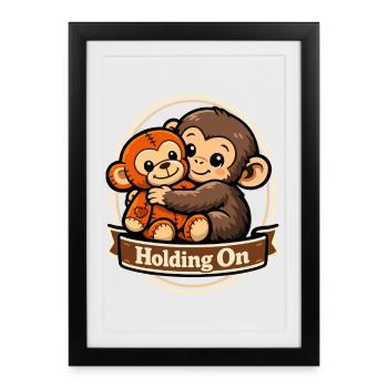 Anxious Monkey Soft Toy Heart - Framed poster (27 × 37 cm) - black - Front