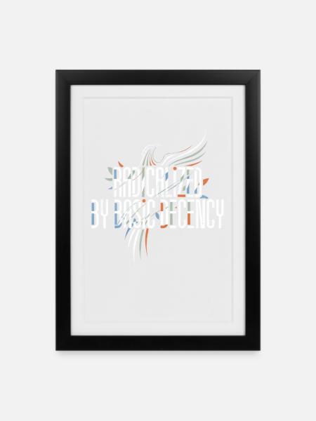 Radicalized by Basic Decency Shirt for Activists - Gerahmtes Poster (27 × 37 cm) - Schwarz