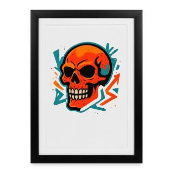 Motif coloré de street art en forme de crâne - Affiche encadrée (27 × 37 cm) - noir - Devant