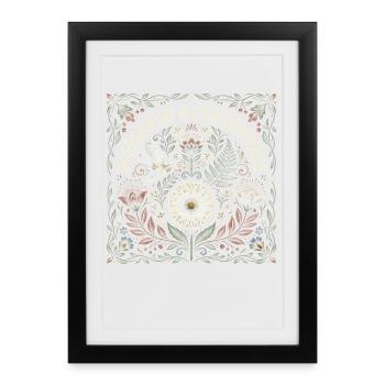 Femme au motif floral de rage - Affiche encadrée (27 × 37 cm) - noir - Devant