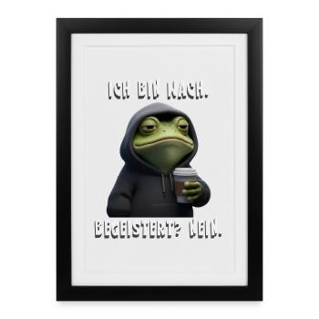 Cadeau de grenouille à café pour les collègues et amis - Affiche encadrée (27 × 37 cm) - noir - Devant