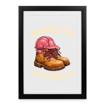 Women in Construction Work Boots and Construction Helmet - Framed poster (27 × 37 cm) - black - Front