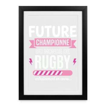 Future Rugby Champion Rugbywoman - Framed poster (27 × 37 cm) - black - Front