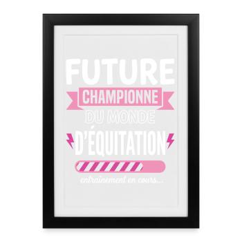 Future Championne Équitation Cavalière - Affiche encadrée (27 × 37 cm) - noir - Devant