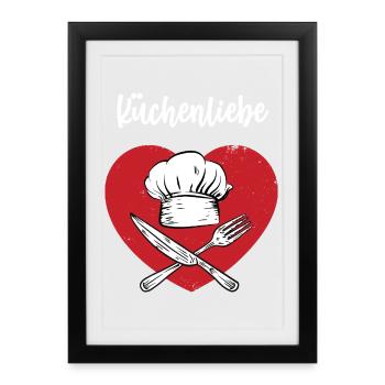 Küchenliebe Hobbykoch Leidenschaft Kochen Koch - Gerahmtes Poster (27 × 37 cm) - Schwarz - Vorne