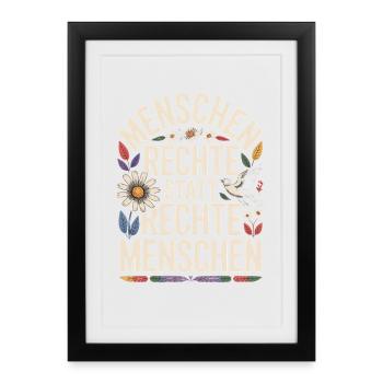 Menschenrechte statt rechte Menschen Statement - Gerahmtes Poster (27 × 37 cm) - Schwarz - Vorne