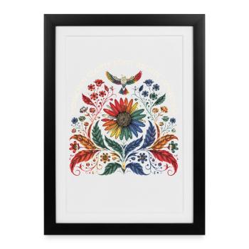 Menschenrechte statt Rechte Menschen Statement - Gerahmtes Poster (27 × 37 cm) - Schwarz - Vorne