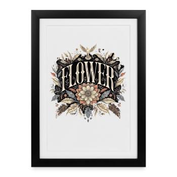 Vintage Flower Design Nature Fans Flower Lover - Framed poster (27 × 37 cm) - black - Front