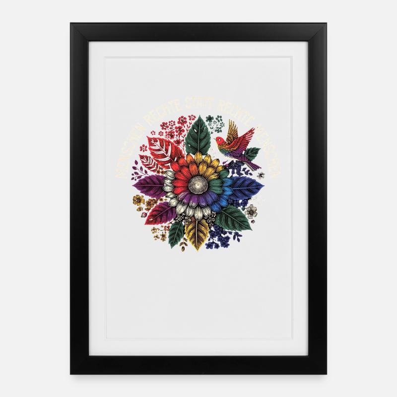 Menschenrechte statt rechte Menschen - Gerahmtes Poster (27 × 37 cm) - Schwarz