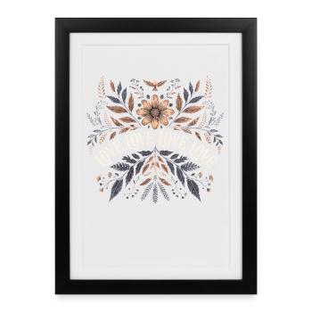 Amour Amour Cadeau d’amour pour romantiques Fans de fleurs - Affiche encadrée (27 × 37 cm) - noir - Devant