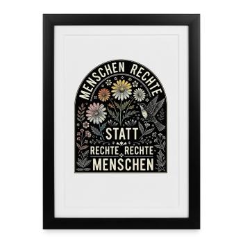 Geschenk für Menschenrechte Aktivisten Blumenmotiv - Gerahmtes Poster (27 × 37 cm) - Schwarz - Vorne