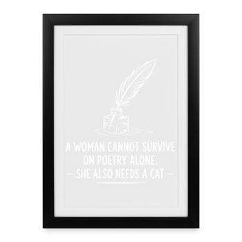 Cat and Quill Poetry Quote - Framed poster (27 × 37 cm) - black - Front