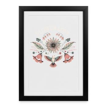 Fleur Love Fleurs Cadeau Vintage pour les femmes - Affiche encadrée (27 × 37 cm) - noir - Devant