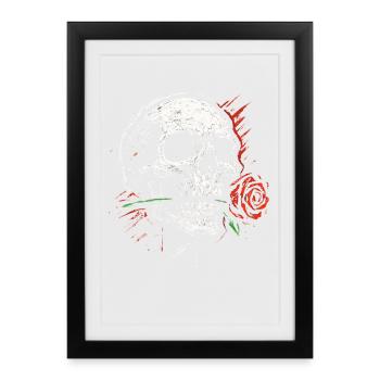 Gothic Skull Rose Gift Rock Fans Tattoo - Framed poster (27 × 37 cm) - black - Front