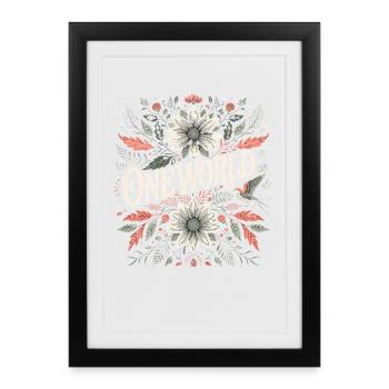 One World Floral Vintage Peace Festival Outfit - Framed poster (27 × 37 cm) - black - Front