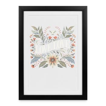 Love Love Chemise romantique florale Vintage - Affiche encadrée (27 × 37 cm) - noir - Devant