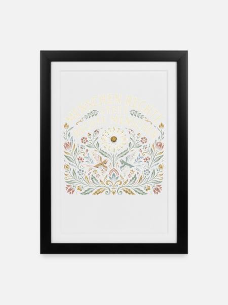 Menschenrechte statt rechte Menschen Shirt Sticker - Gerahmtes Poster (27 × 37 cm) - Schwarz