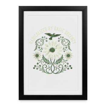 Radicalized by Basic Decency Vintage Flower Shirt - Framed poster (27 × 37 cm) - black - Front