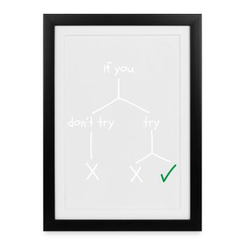 Design motivant sur le courage et la persévérance - Affiche encadrée (27 × 37 cm) - noir - Devant