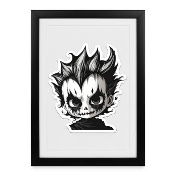 Chibi crâne épineux - Affiche encadrée (27 × 37 cm) - noir - Devant
