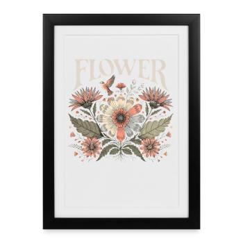 Fleurs Fleurs Cadeau pour les femmes et la maman - Affiche encadrée (27 × 37 cm) - noir - Devant