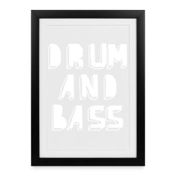 Glyphe néon drum and bass - Affiche encadrée (27 × 37 cm) - noir - Devant