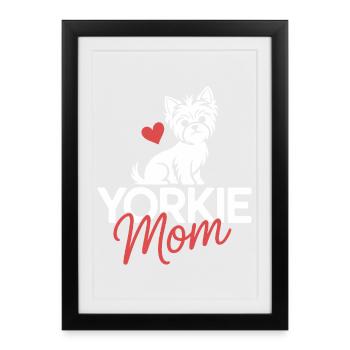 Conception du logo Yorkie Mom Heart - Affiche encadrée (27 × 37 cm) - noir - Devant
