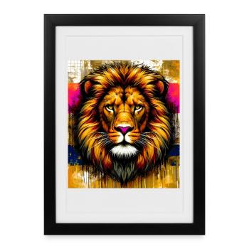 lion - Affiche encadrée (27 × 37 cm) - noir - Devant