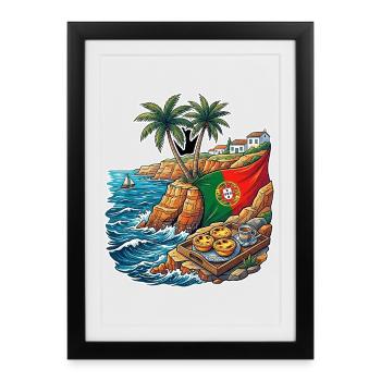 Portugal Küste Flagge - Gerahmtes Poster (27 × 37 cm) - Schwarz - Vorne