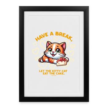 Le chat adore le gâteau - Affiche encadrée (27 × 37 cm) - noir - Devant