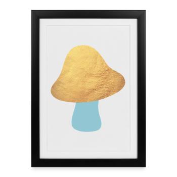 Mushroom Gold Forest Lucky Symbol Lucky Mushroom Nature Organic - Framed poster (27 × 37 cm) - black - Front