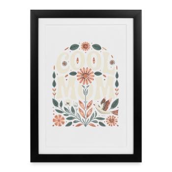 Cool Mom Retro Blumen Motiv Floral - Gerahmtes Poster (27 × 37 cm) - Schwarz - Vorne