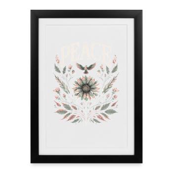 Peace Vintage Floral Design Pastel - Framed poster (27 × 37 cm) - black - Front