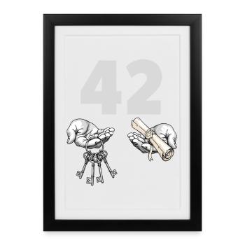 Quarante-deux clés et rouleau - Affiche encadrée (27 × 37 cm) - noir - Devant