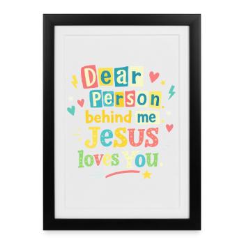 Jésus t’aime, message positif - Affiche encadrée (27 × 37 cm) - noir - Devant