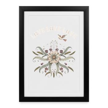 Love Love Love Vintage Floral Design - Framed poster (27 × 37 cm) - black - Front