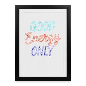 Good Energy Only Graphic in Retro Neon Style - Framed poster (27 × 37 cm) - black - Front