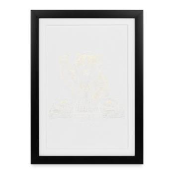 Wild Bear DJ Platine Techno Musique Cadeau - Affiche encadrée (27 × 37 cm) - noir - Devant