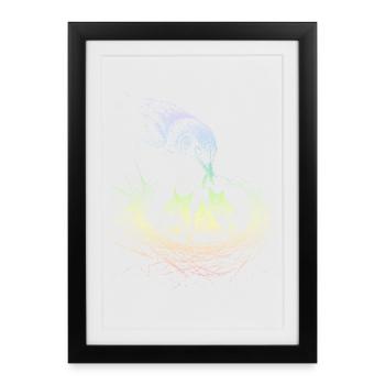 Merle - Affiche encadrée (27 × 37 cm) - noir - Devant