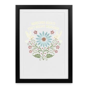 Menschen Rechte statt rechte Menschen Peace Demo - Gerahmtes Poster (27 × 37 cm) - Schwarz - Vorne