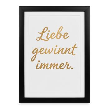 L’amour gagne toujours en disant la fierté des droits humains - Affiche encadrée (27 × 37 cm) - noir - Devant