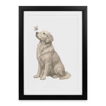 Golden Retriever Geschenk für Hundefans - Gerahmtes Poster (27 × 37 cm) - Schwarz - Vorne