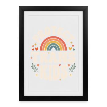 Fierté LGBTQ - Protéger les enfants trans - Affiche encadrée (27 × 37 cm) - noir - Devant