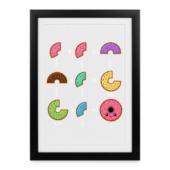 Donut Fractions Math Learning with Humor - Framed poster (27 × 37 cm) - black - Front