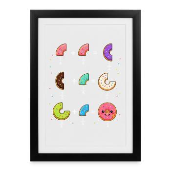 Donut Fractions Math Learning with Humor - Framed poster (27 × 37 cm) - black - Front