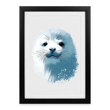 Bébé phoque - Affiche encadrée (27 × 37 cm) - noir - Devant