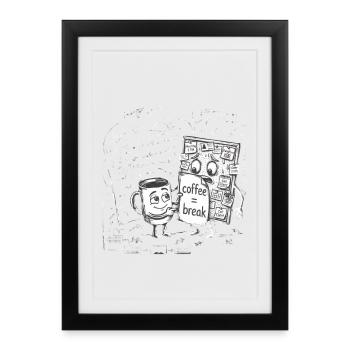 Deadline Chaos: Coffee Break Office Gift - Framed poster (27 × 37 cm) - black - Front