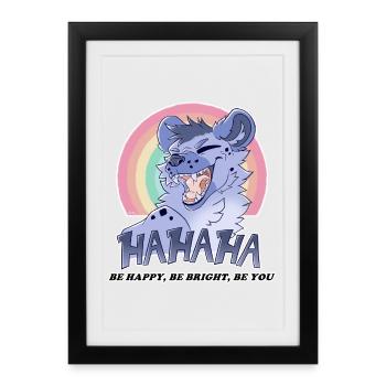 Hyena - HAHAHA (Contest 2024-04, by Bunneko_Arts) - Framed poster (27 × 37 cm) - black - Front